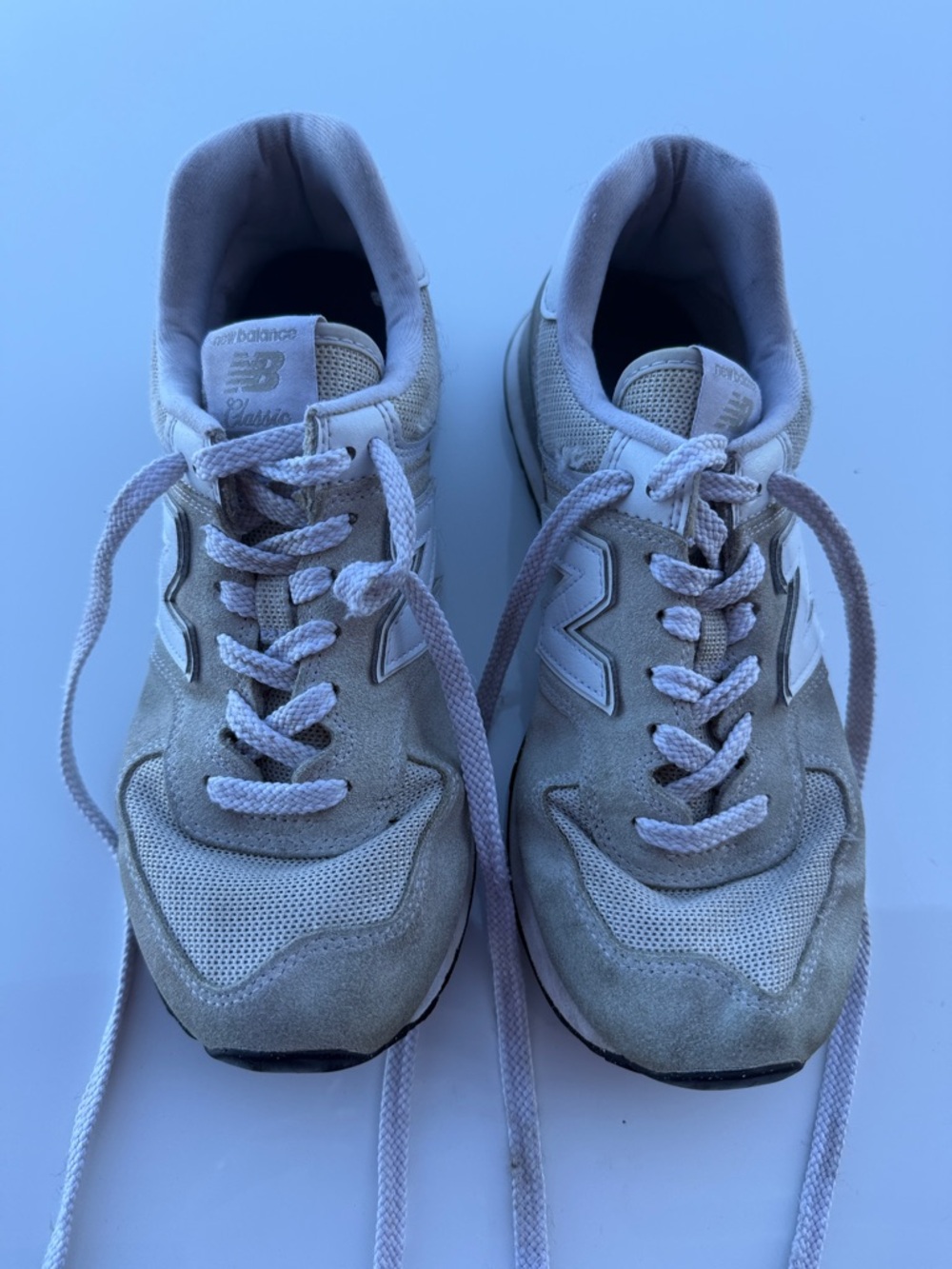 New Balance Neutral Suede & Mesh Sneakers in Light Taupe
